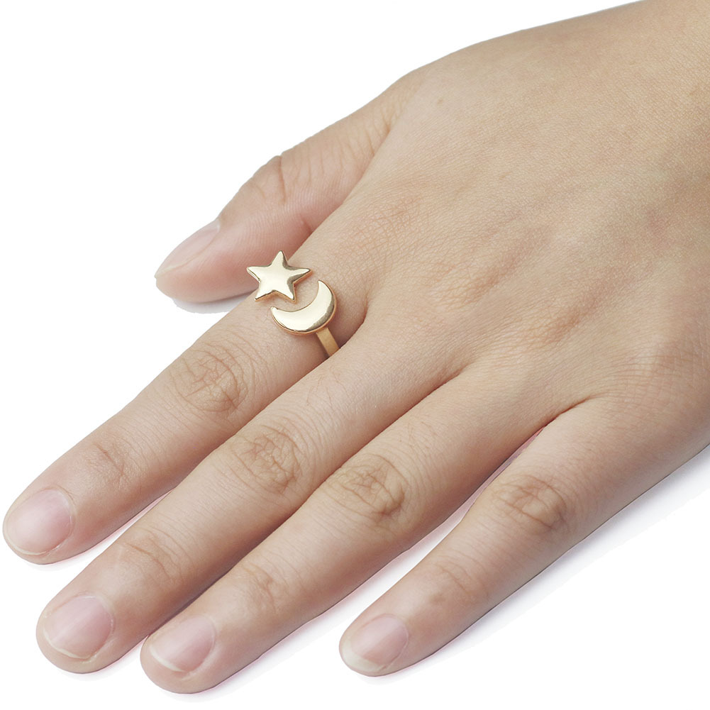 Fashion Star Moon Ring Adjustable Open Ring Wholesale Nihaojewelry display picture 5