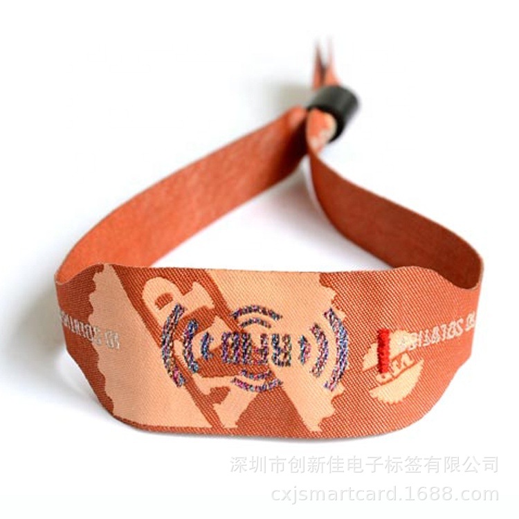 RFID织唛手环.定制RFID涤纶织唛手环腕带,M1芯片，ISO14443A协议