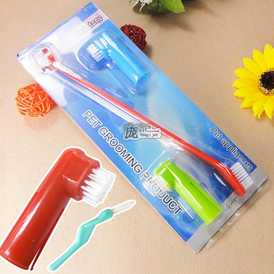 宠物牙刷 双头手指牙刷猫狗去口气除口臭清洁牙齿按摩牙龈|ms