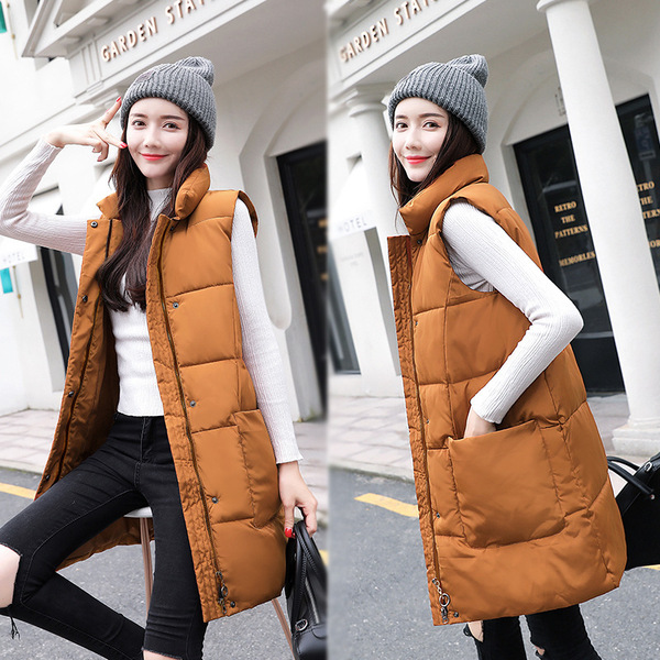 new down cotton waistcoat women’s vertical collar cotton jacket 