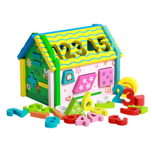 木媽媽數字形狀配對拆裝智慧屋組合積木兒童早教益智動手木制玩具