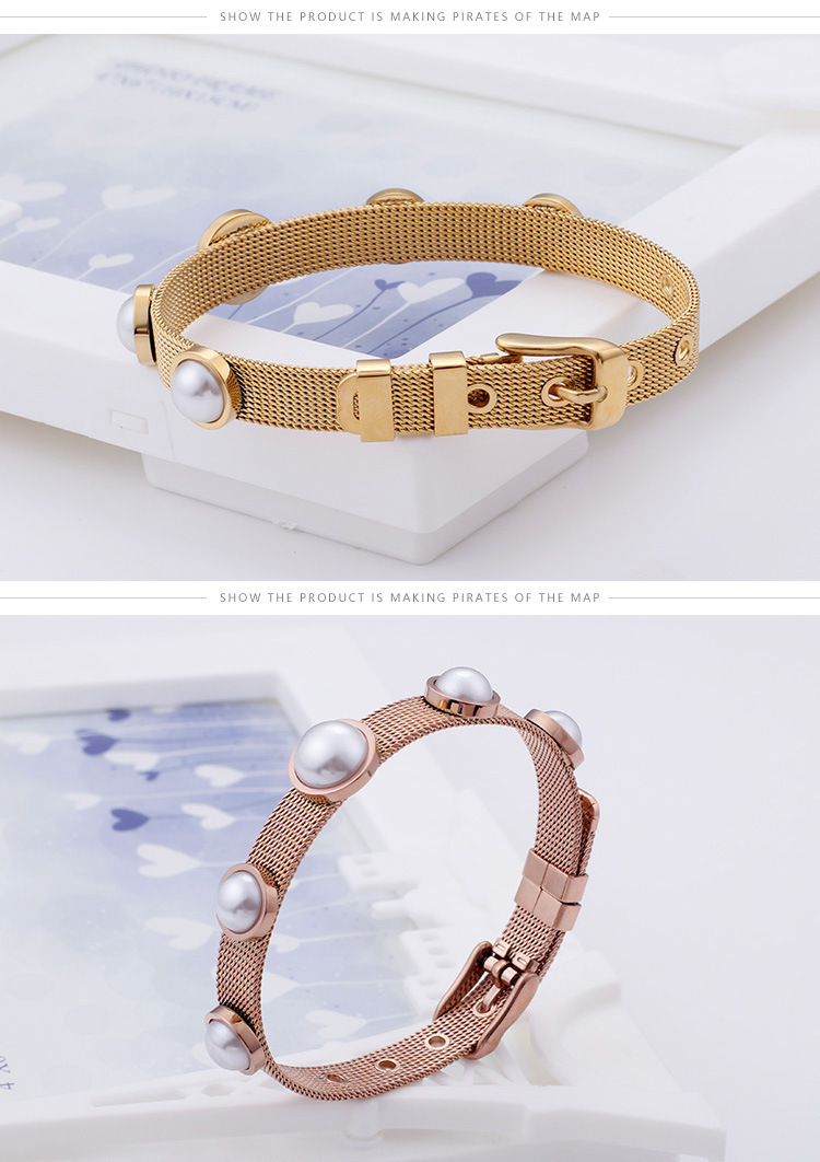 Fashion Geometric Titanium Steel 18K Gold Plated Bracelets In Bulk display picture 5