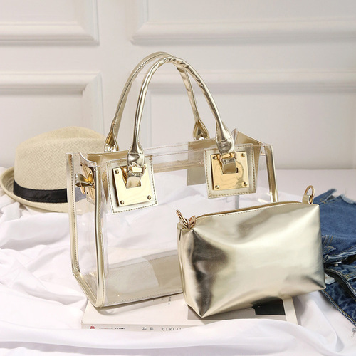  Summer New Style Women's Korean Jelly Bag Beach Crystal Transparent Messenger Bag Shoulder Women's Trendy Bag Wholesale