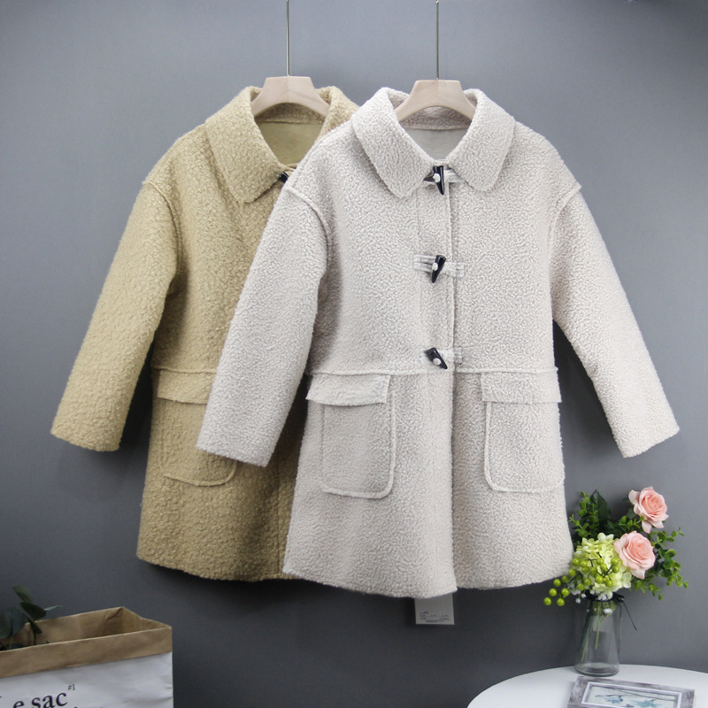 创意款2019秋季休闲都市韩版翻领直筒型女式毛呢外套冬季新款女装|ru