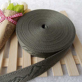 厂家2.5cm丙纶提花织带加厚军绿色pp带捆绑带电脑包肩带现货