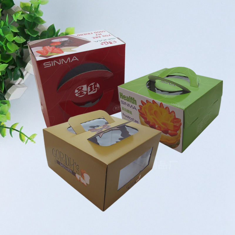 厂家供应手提奶油蛋糕盒生日蛋糕饼干烘焙开窗包装纸彩盒