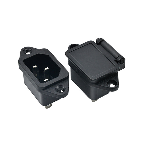 AC power socket with angled ears, waterproof, covered, three-legged, vertical type, with screw holes for connecting household appliances