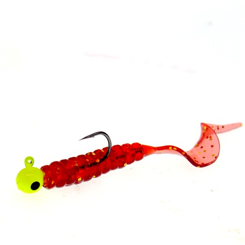 Multi-color curly tail lead head hook hanging soft worm 5cm soft worm 5/bag Luya Texas fishing group package lead fish lead hook fish