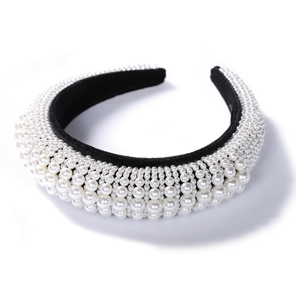 Pearl Sponge Hair Hoop Hair Accessories Bride Headband Simple Fashion Wild Jewelry display picture 3