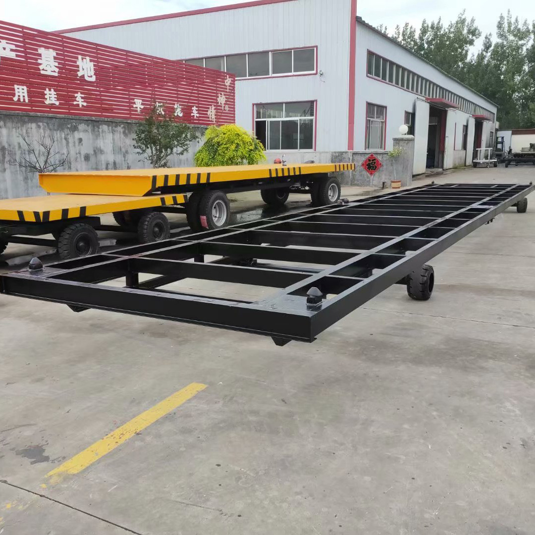 40尺集装箱转运车 框架平板拖车 牵引杆下弯叉厂家非标拖车