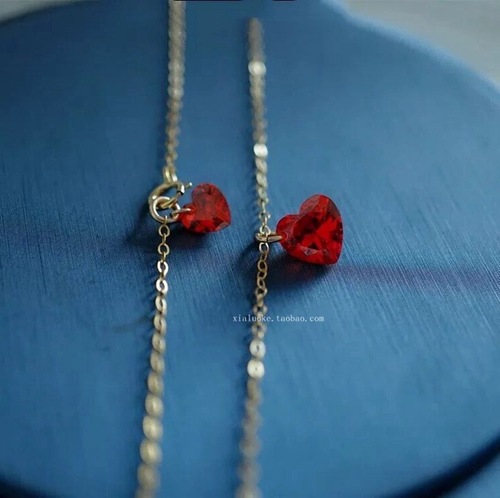925 sterling silver plated 14K gold love-shaped necklace Japanese and Korean version simple clavicle chain necklace birthday gift for girlfriend