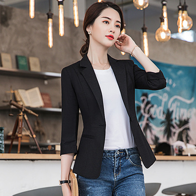职业装小西装女 时尚气质小西服外套女韩版休闲九分袖工作服白领|ms