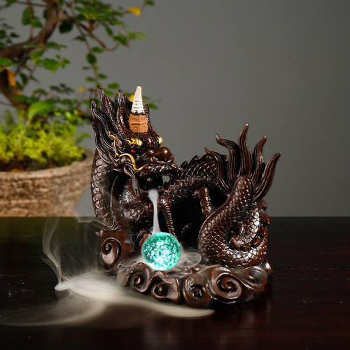 Cross-border new product reverse flow incense burner, creative large Chinese dragon reverse flow sandalwood incense burner craft home decoration ornament