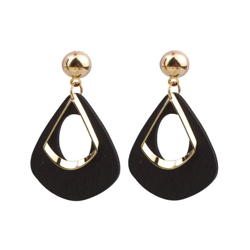 Alloy, Wood Material Geometric Pattern Simple Style Geometric Alloy Wood Plating Women's Drop Earrings