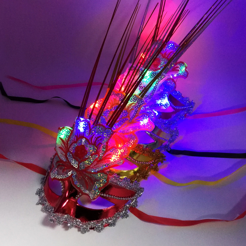 Manufactor new pattern electroplate luminescence Flower Lace Mask Halloween Dance Makeup party Mask wholesale