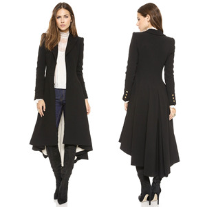 Woolen coat women’s Lapel Suit Cufflinks pleated swallow tail women’s wool coat