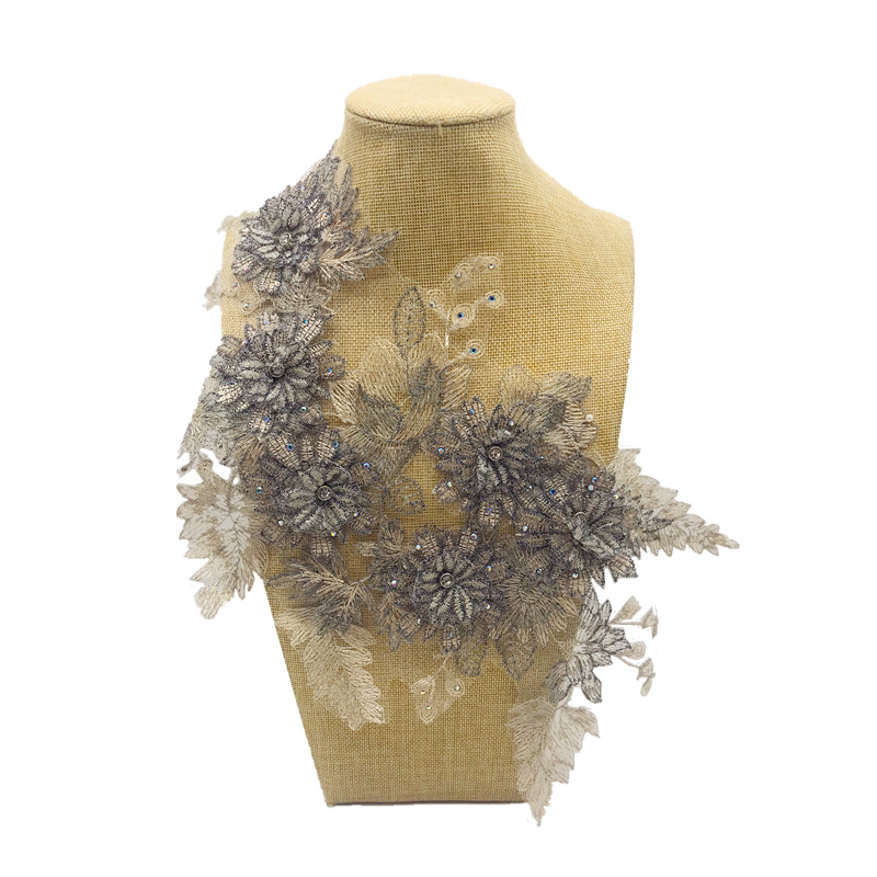 Longsheng Broderie Station Européenne 2019 Nouveau Printemps Et D'été Marée Fleur Perles Broderie Trois-dimensions Fleur Tissu Autocollant Dentelle Trois-dimensions Fleur display picture 2