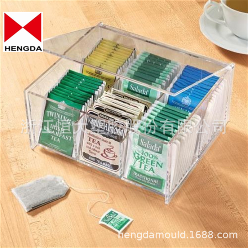茶叶包展示盒咖啡袋收纳盒 有机玻璃多格存放盒 透明陈列盒