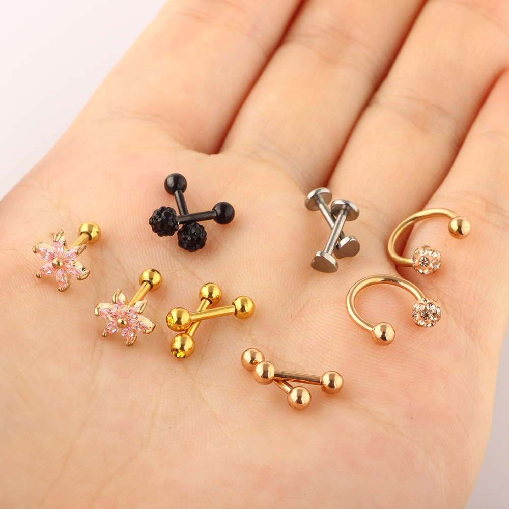 Heart Shape Stainless Steel Ear Stud Set - Ear Clip & Ear Bone Piercing Jewelry for Women Men detail image 19