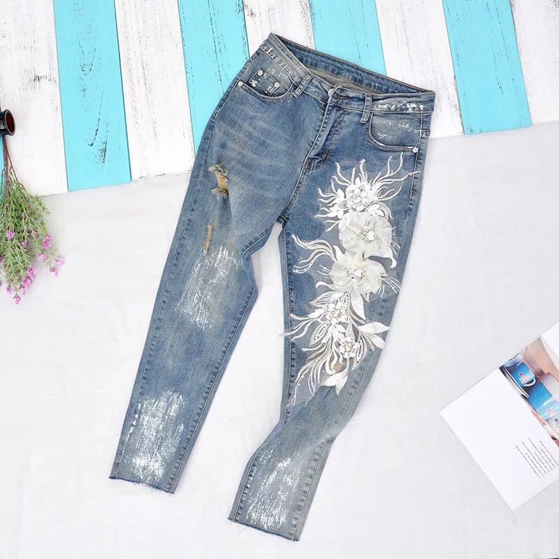 Bordado Meteor Beads Flores De Encaje Estéreo Diy Jeans Cosidos A Mano Manga Corta Apliques De Manga display picture 1