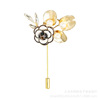 Brooch, Hanfu from pearl, accessory, sweater, pin lapel pin, Chinese style, flowered, gold and silver