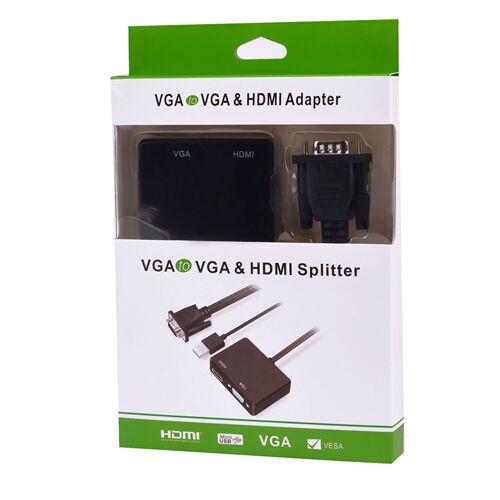 VGA to hdmi+vga cable converter with audio power supply interface TV projector monitor supports simultaneous display