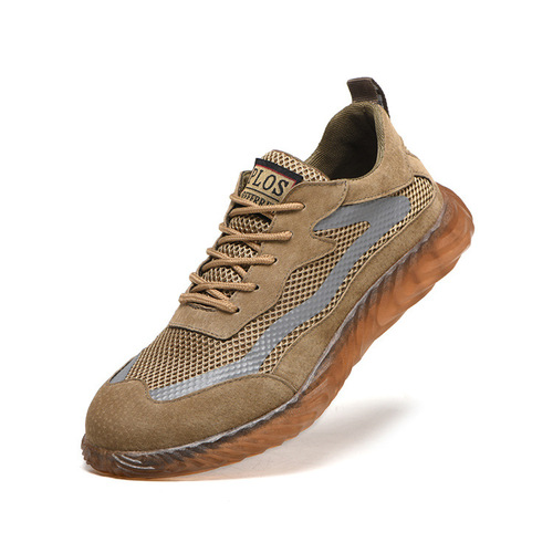 Breathable labor protection shoes, anti-smash and anti-puncture lightweight protective shoes, breathable and clear flying weaving outdoor safety shoes wholesale