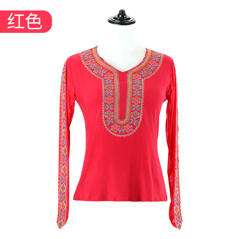 Uigur danza ropa Top Xinjiang Uygur arte examen práctica ropa de manga larga femenina bordado adulto Universidad image 6