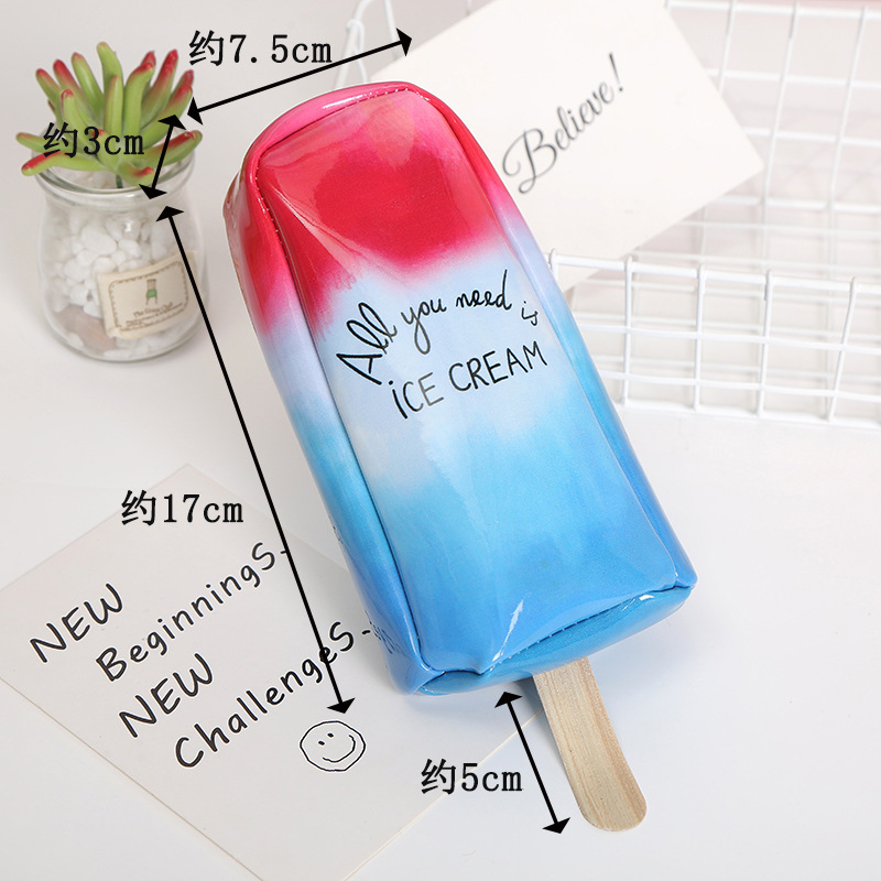 Nueva caricatura creativa snow cream pen bag gran capacidad para hombres y mujeres estudiantes PU pen bag papelería caja de lápiz de papelería detail image 5