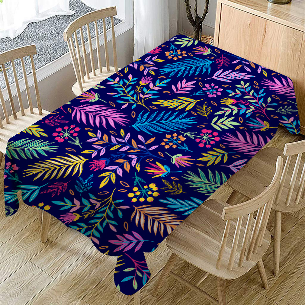 亚马逊wish跨境热销热带植物印花棉麻桌布批发亚麻茶几台布餐桌布