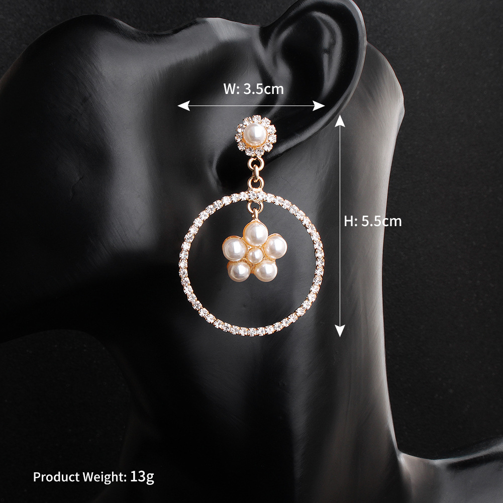 Fashion Exaggerated Retro Circle Pearl Diamond Earrings For Women Jewelry display picture 8