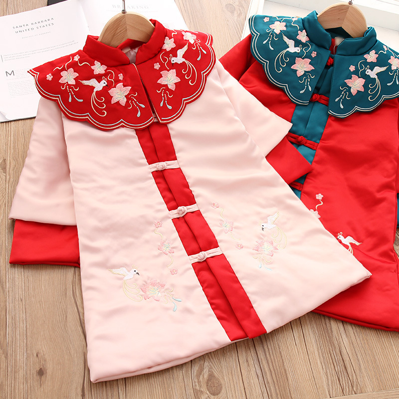 A generation of fat Children Improvement Hanfu Dress girl winter thickening Little Girl A word skirt new year Tang costume