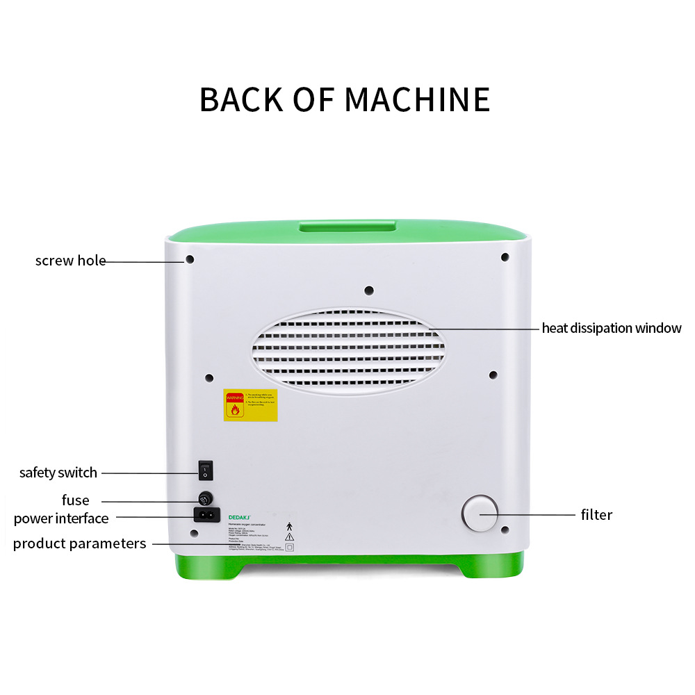 DEDAKJ 2L-9L Oxygen Generator Portable Oxygen Making Machine Home Oxygen Generating Machine DE-2A 110V/220V English version hot 10 背面