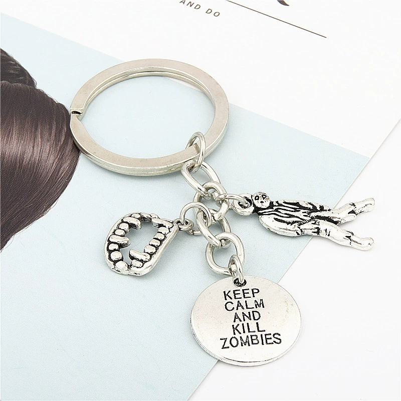 Европейский и американский творческий брелок Keep Calm and Kill Zombies Walking Dead Stomato Zombie Zombie Keychain