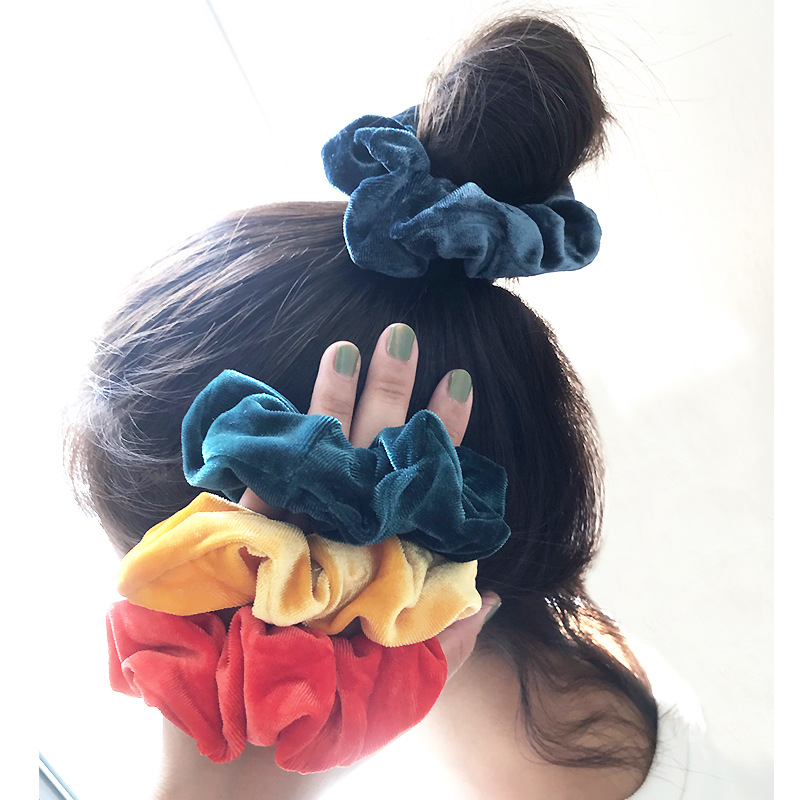 40 Colors Fashion Gold Velvet Cloth Velvet Handmade Hair Scrunchies Wholesale display picture 3