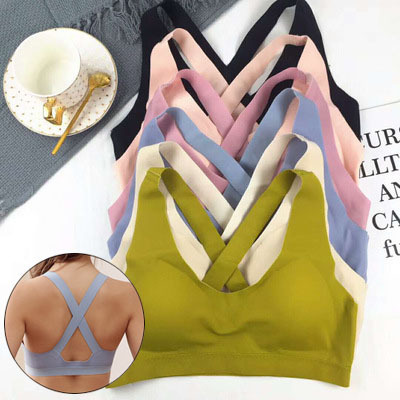 2019春夏新款安心交叉美背内衣可拆卸分体薄杯胸垫文胸透气吸汗