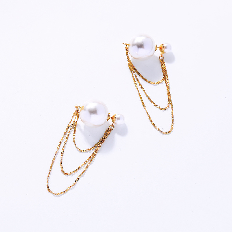 Multi-layer Fringed Earrings Fashion Korean Pearl Earrings Women Wholesales Fashion display picture 5