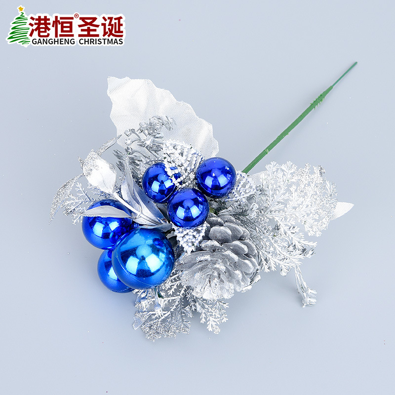 Rama de Arreglo Floral Artificial con Forma de Cono de Navidad, 15*10cm, Bola de Navidad, Fruta, Piña, Adorno Colgante, Suministros de Decoración para Ambiente Navideño