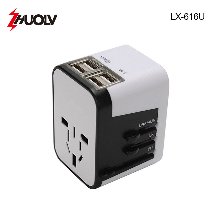 旅行酒店转换插头 多功能万能转换插座 USB全球通用插头转换器