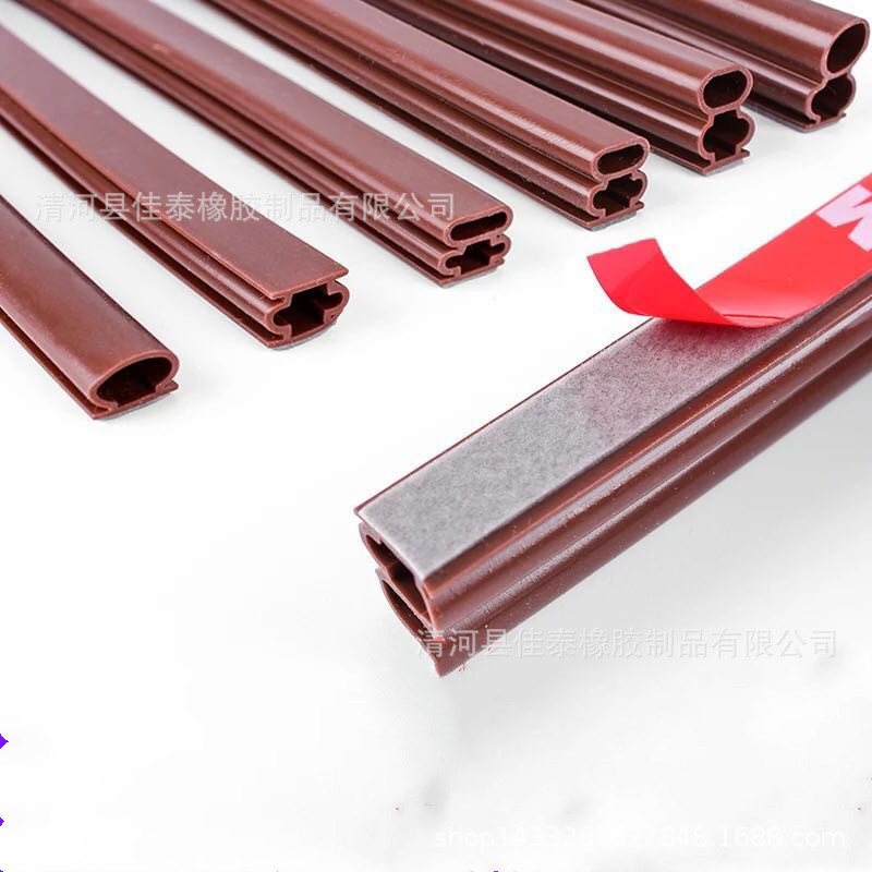 直销10*10工字型防盗门木门硅胶棕色密封条 3M自粘防撞隔音橡胶条