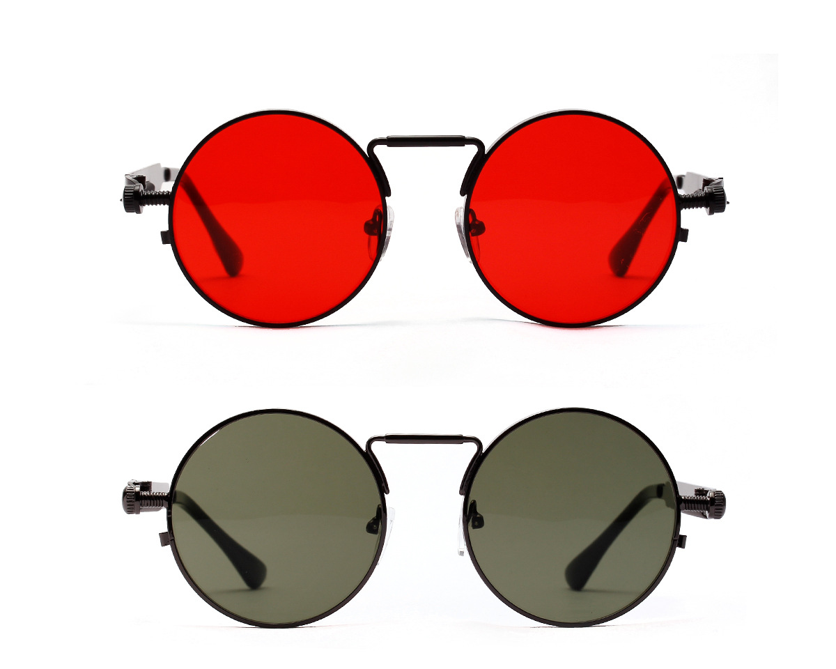 Metal Round Retro Steampunk Round Hip-hop Street Sunglasses Wholesale display picture 1