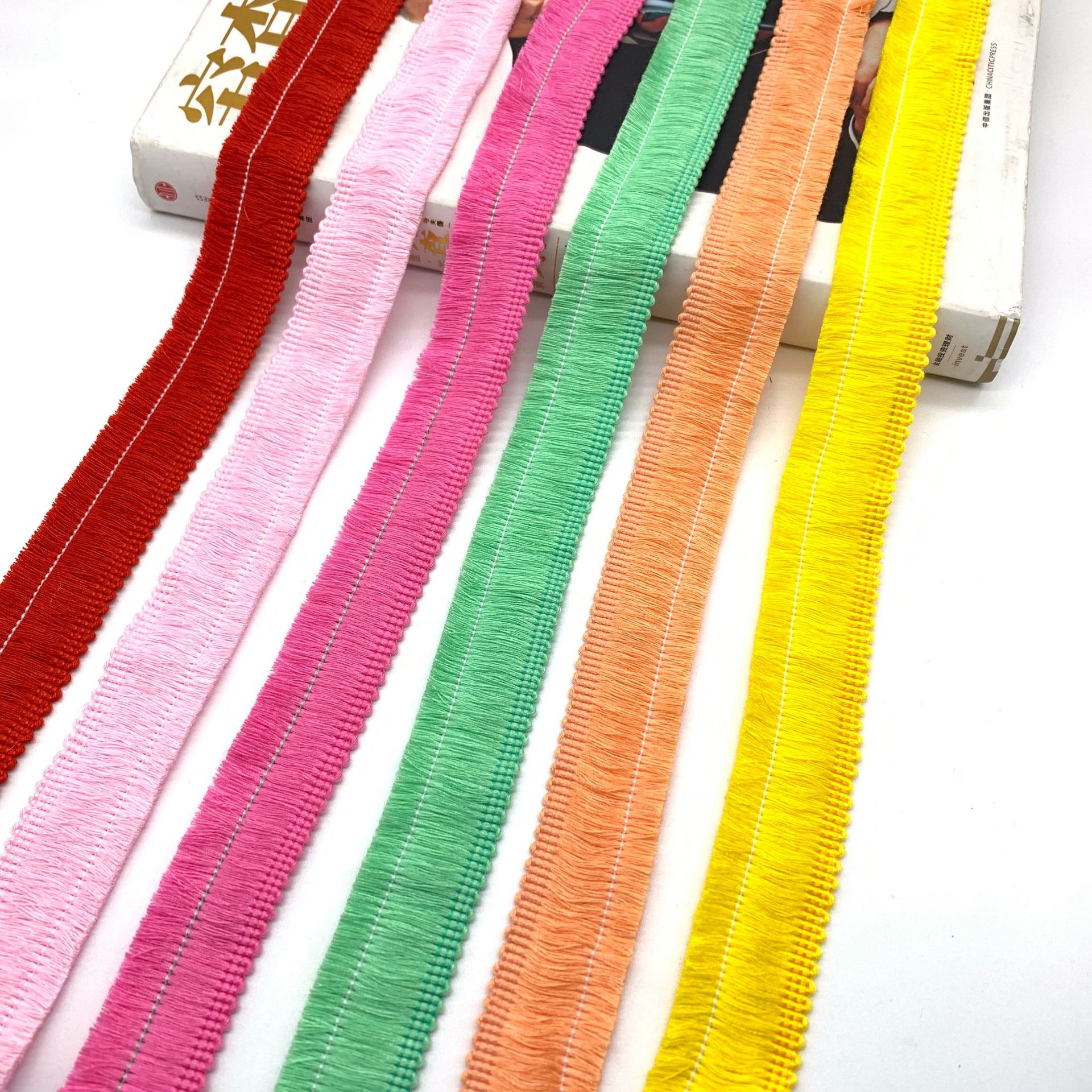 2.5CM涤棉平板排须花边排须睫毛须流苏织带花边服装辅料 31色现货