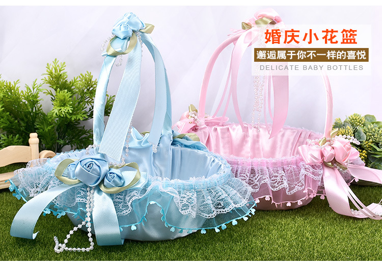 Factory direct supply of Western-style creative wedding flower baskets for brides, wedding flower girls, bridesmaids, scattered flower baskets, and hand-held wedding flower baskets detail image 5