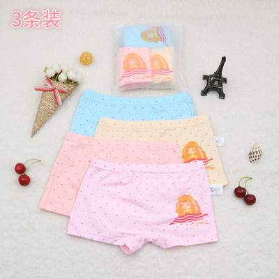 girl Underwear Child 3 Boxer Combed shorts CUHK Four shorts student Cartoon One piece On behalf of