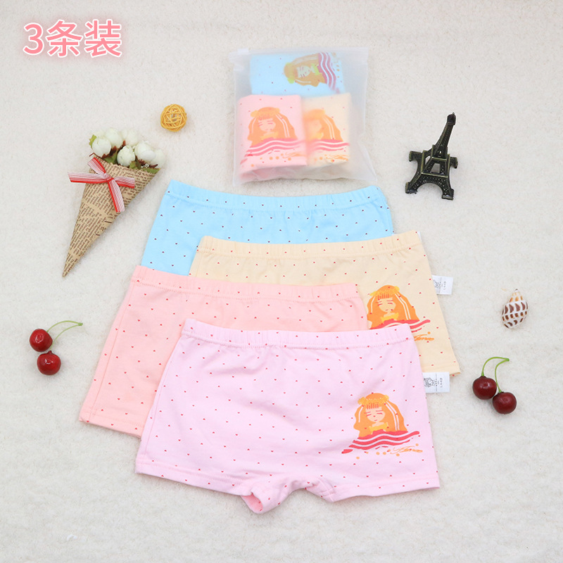 girl Underwear Child 3 Boxer Combed shorts CUHK Four shorts student Cartoon One piece On behalf of