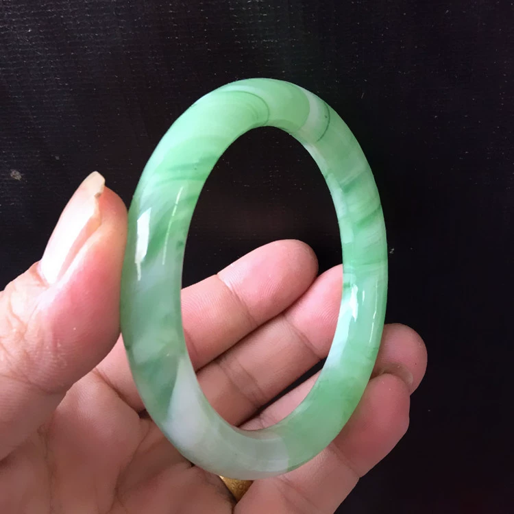 Jade‑Style Bangle Bracelet, 60 mm Inner Diameter, 11 mm Width, Mixed Colors