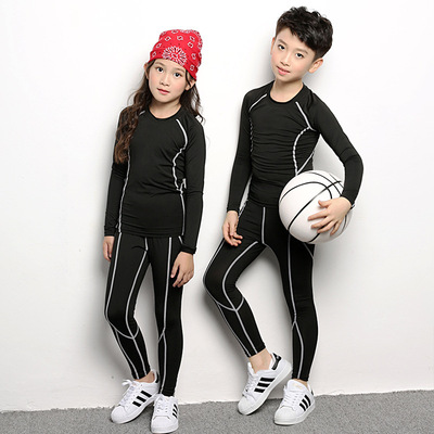 儿童紧身衣套装男童女小学生篮球足球服打底衣训练跑步户外骑行服