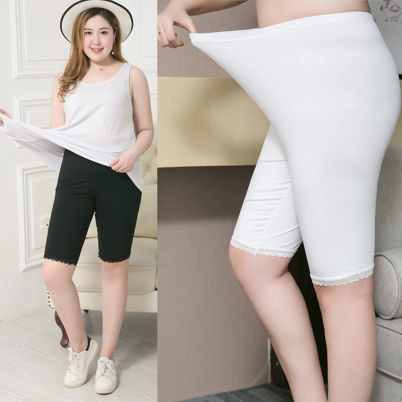 Плюс Размер пухлые девушки стрейч хлопок кружева Пятиточечные леггинсы плюс размер нижнего белья 3 фута 4 фута