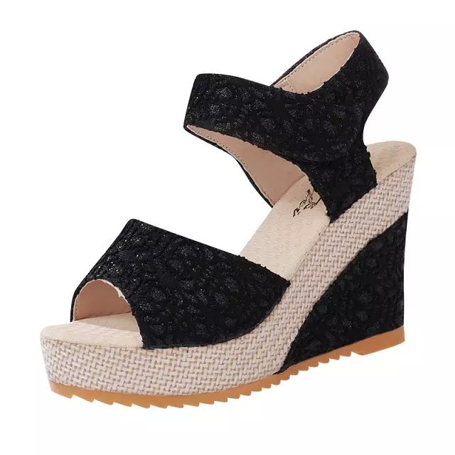 Classic Lace slope heel women's sandals sandals sandals casual heightening Velcro summer sandals women's buy sandals women