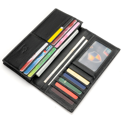 Long cowhide money men's genuine leather wallet multi-card slot wallet large capacity leather bag holder short cross-border dropshipping